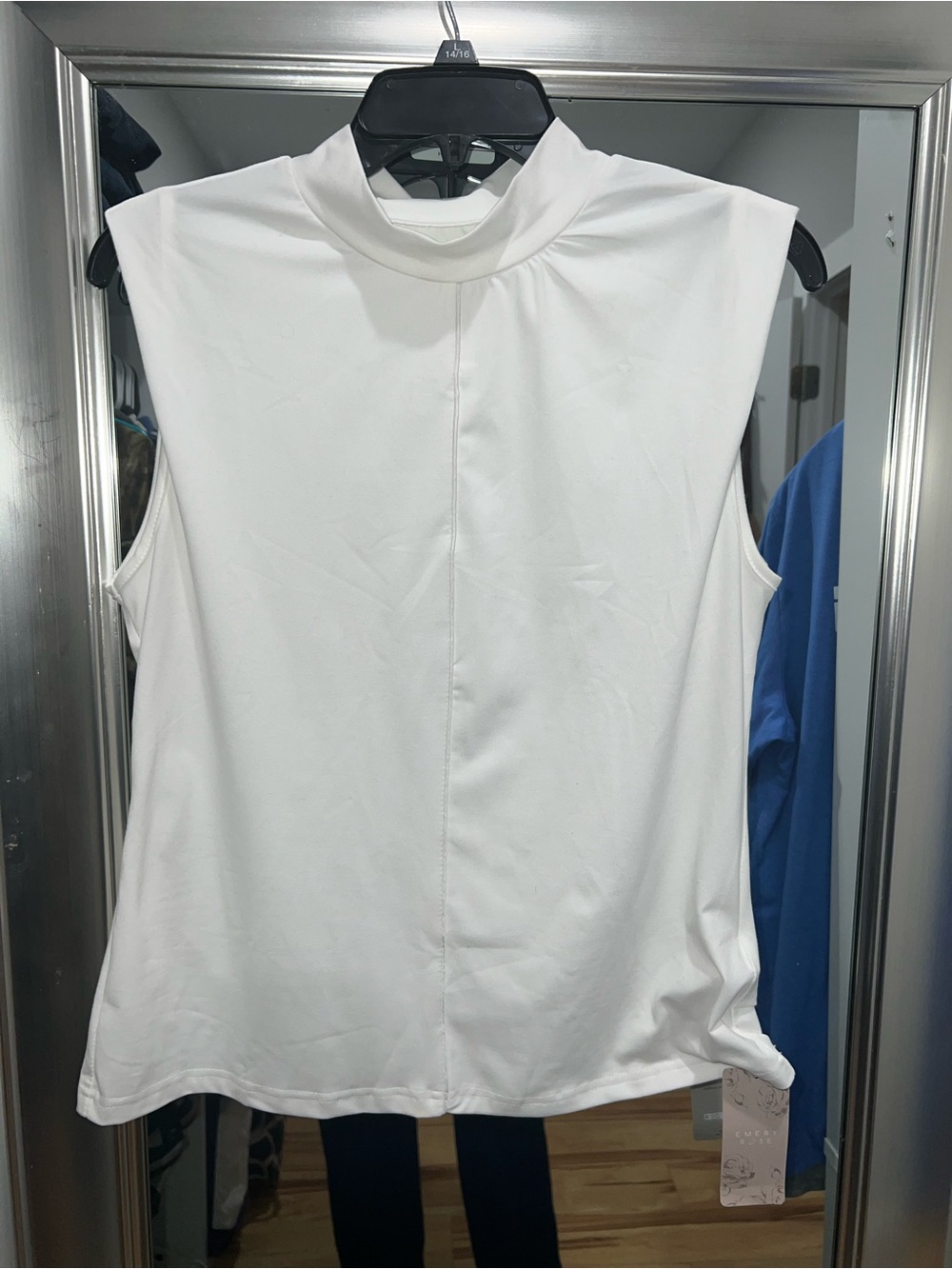 Women's Sleeveless Mock Neck Tank Top - White